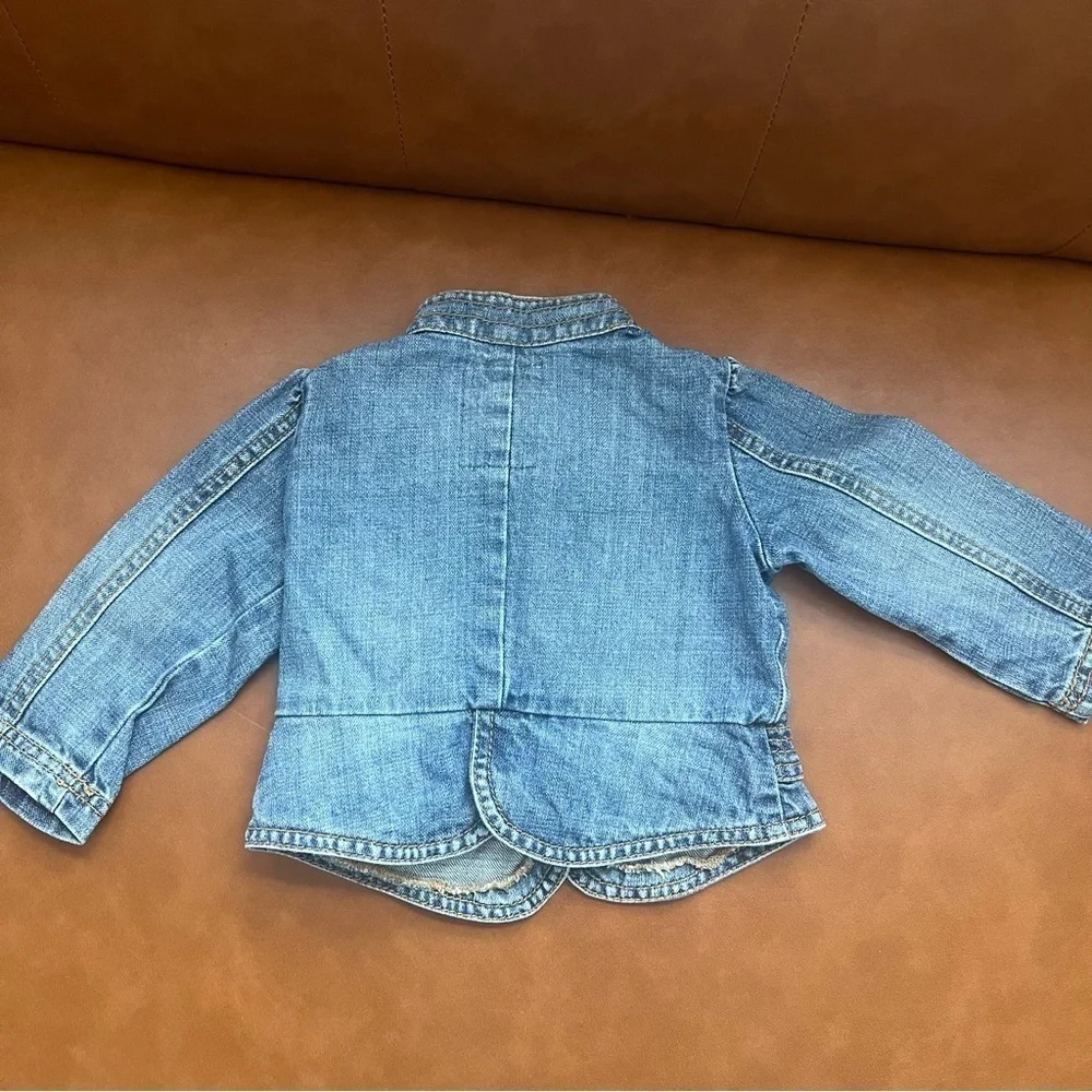 Old Navy Infant Baby Girl Sz 6-12M Denim Jacket Jean Jacket Mock Neck Peplum